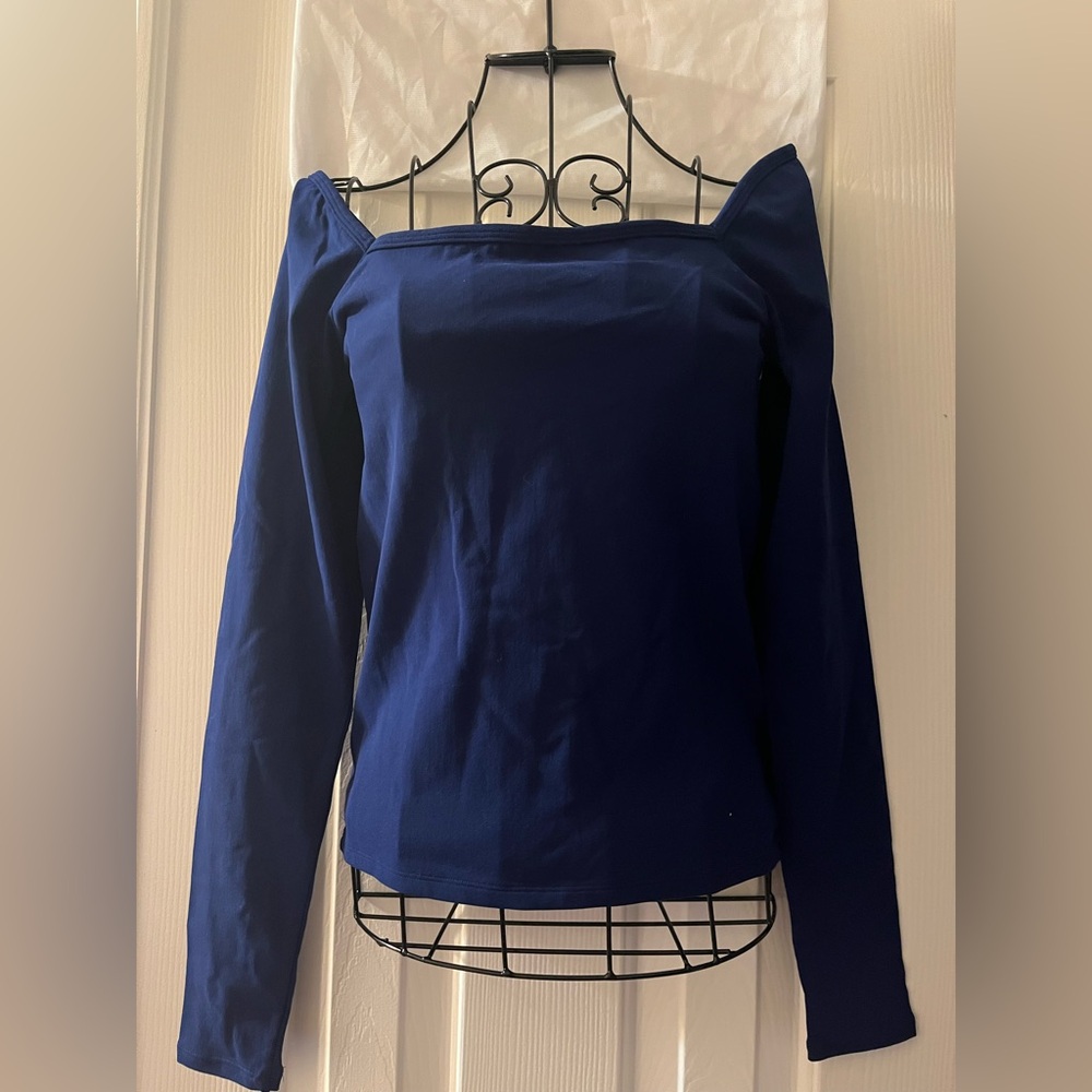 Fabletics long sleeve Blue top Large NWT